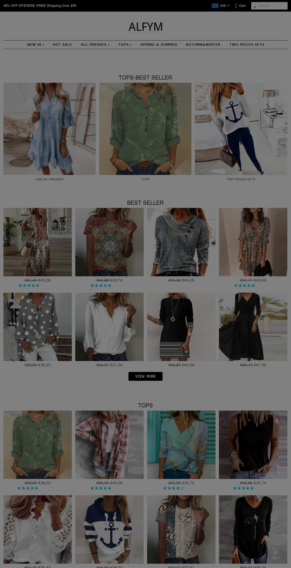 V Shopify theme site example alfym.com