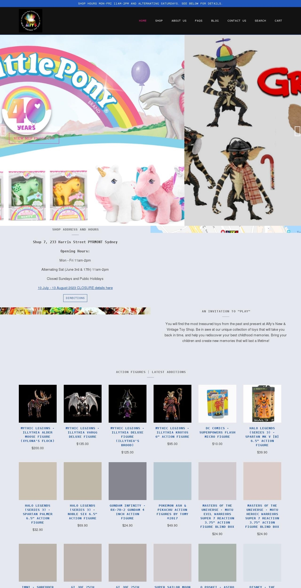 alfystoys.com.au shopify website screenshot