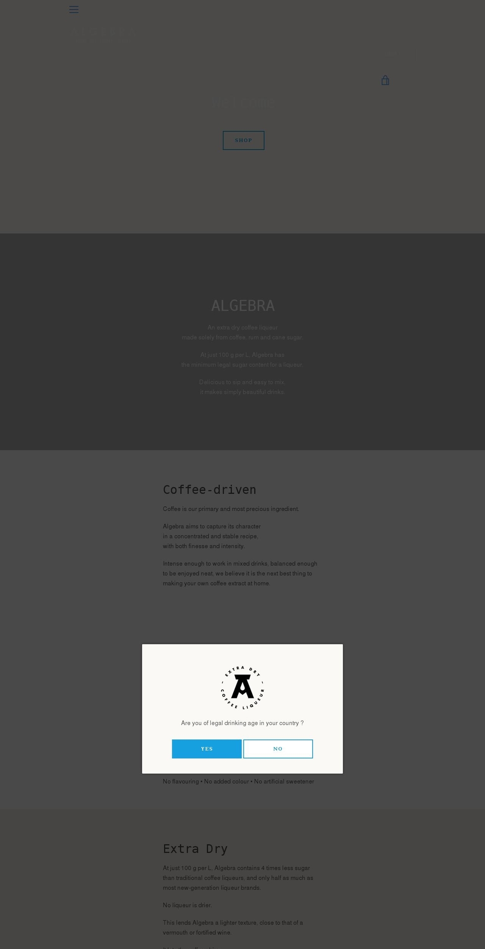 algebradrinks.com shopify website screenshot