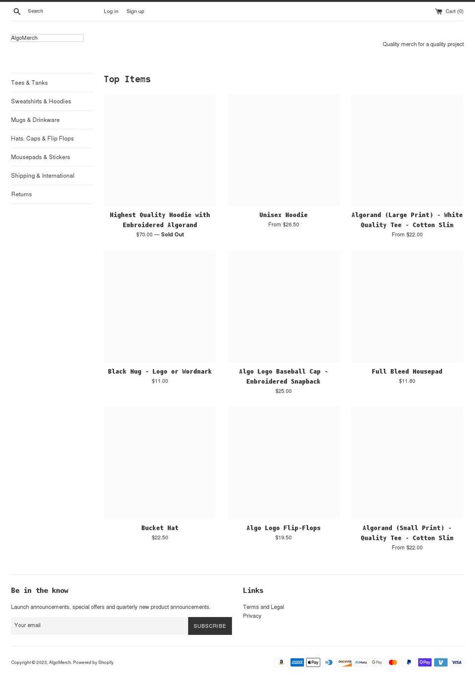 algonauts.myshopify.com shopify website screenshot