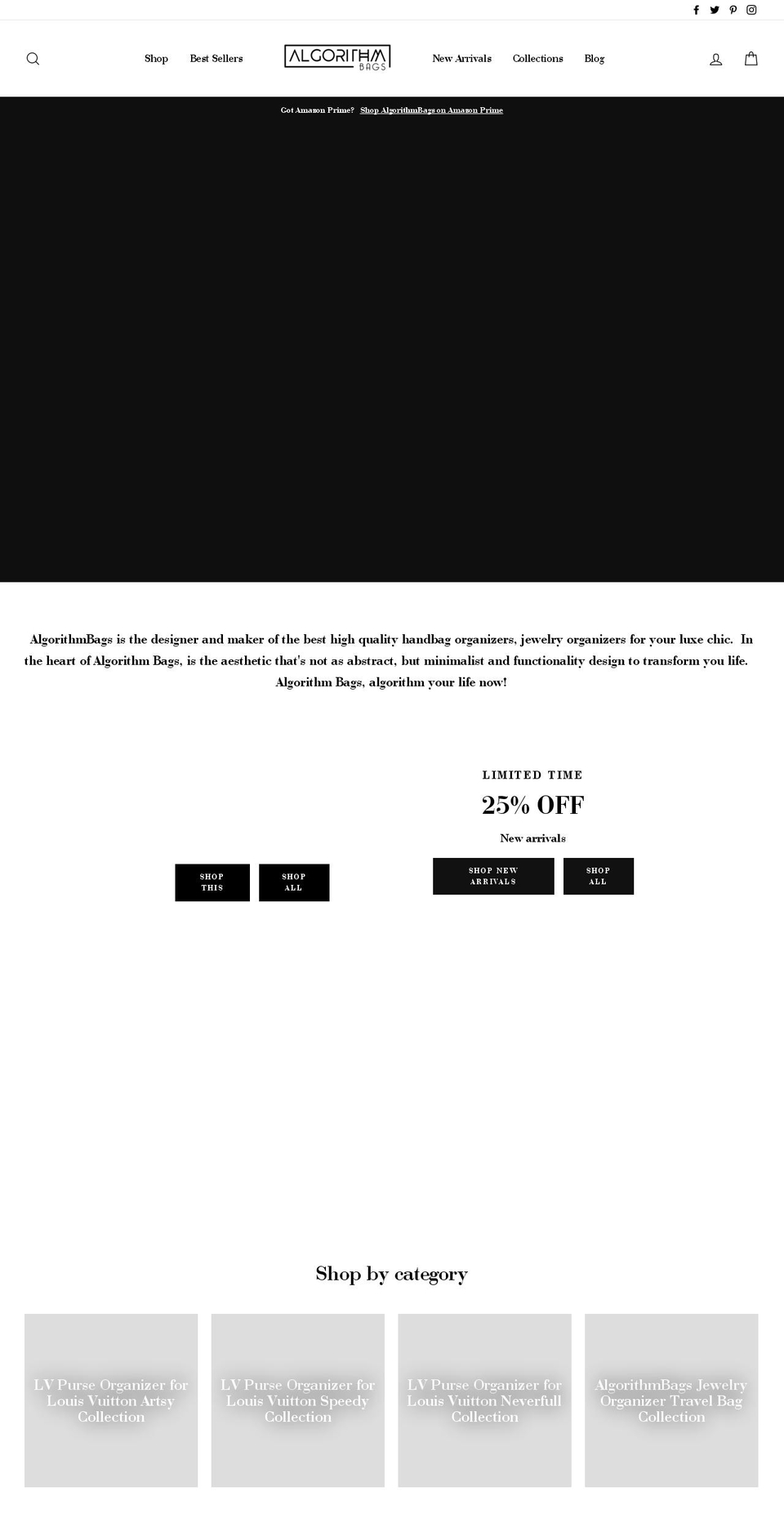 algorithmbags.com shopify website screenshot