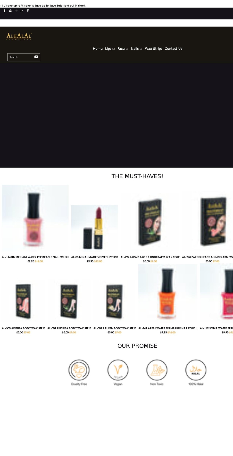 alhalalcosmetics.com shopify website screenshot