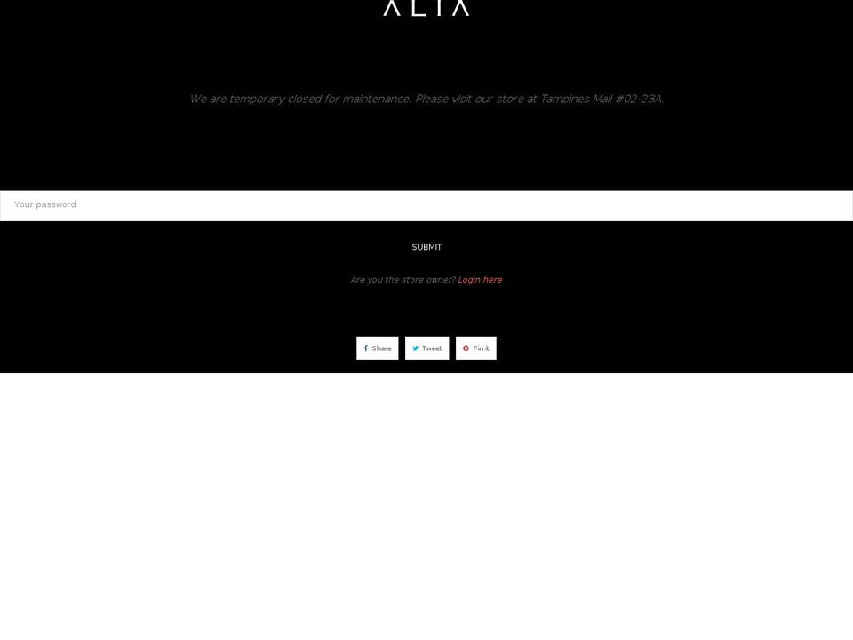 aliaanggun.com — Shopify storefront screenshot