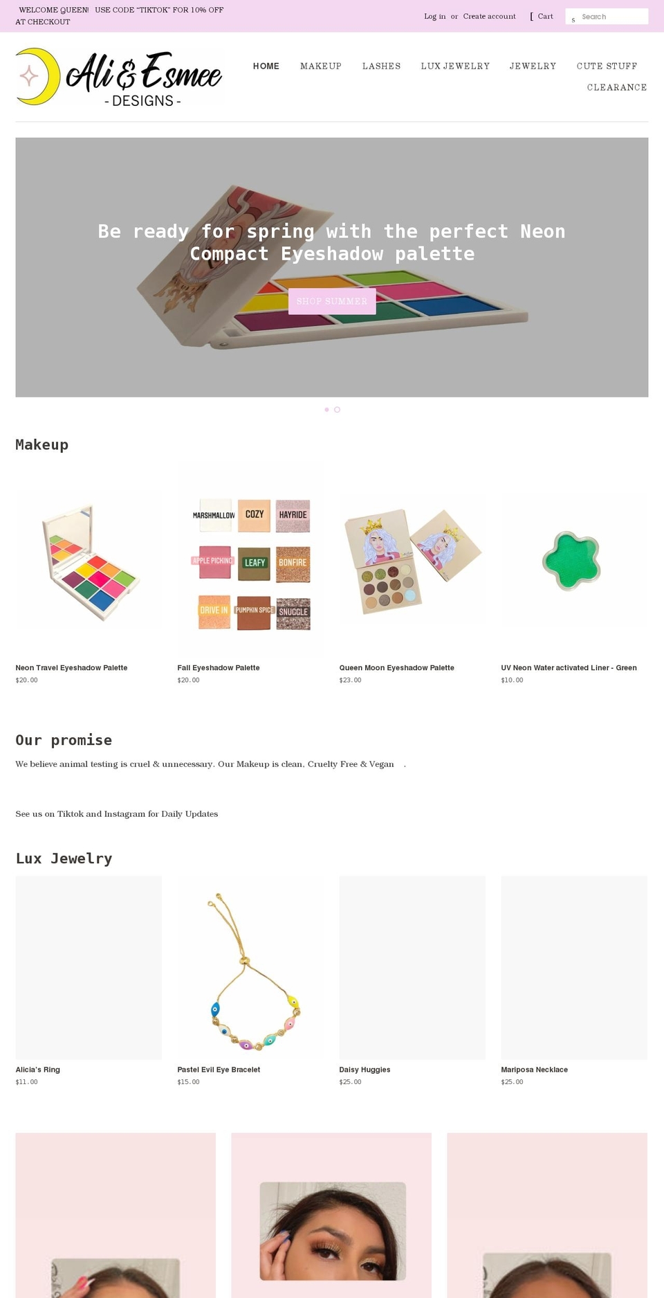 aliandesmeedesigns.com shopify website screenshot