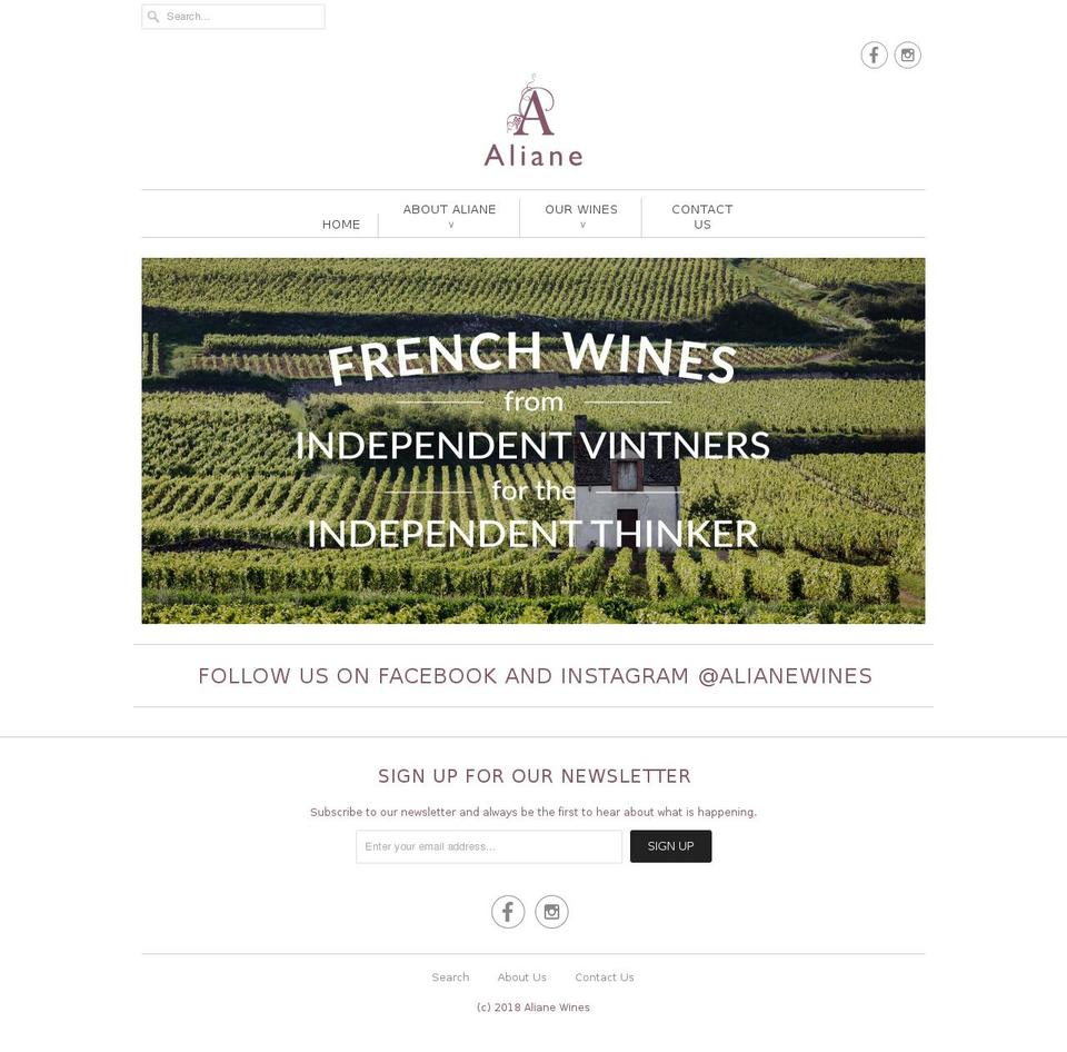 alianewines.org shopify website screenshot