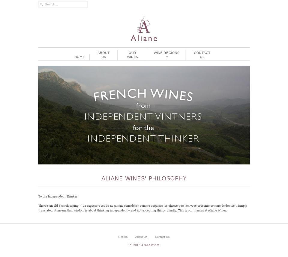 alianewines.us shopify website screenshot