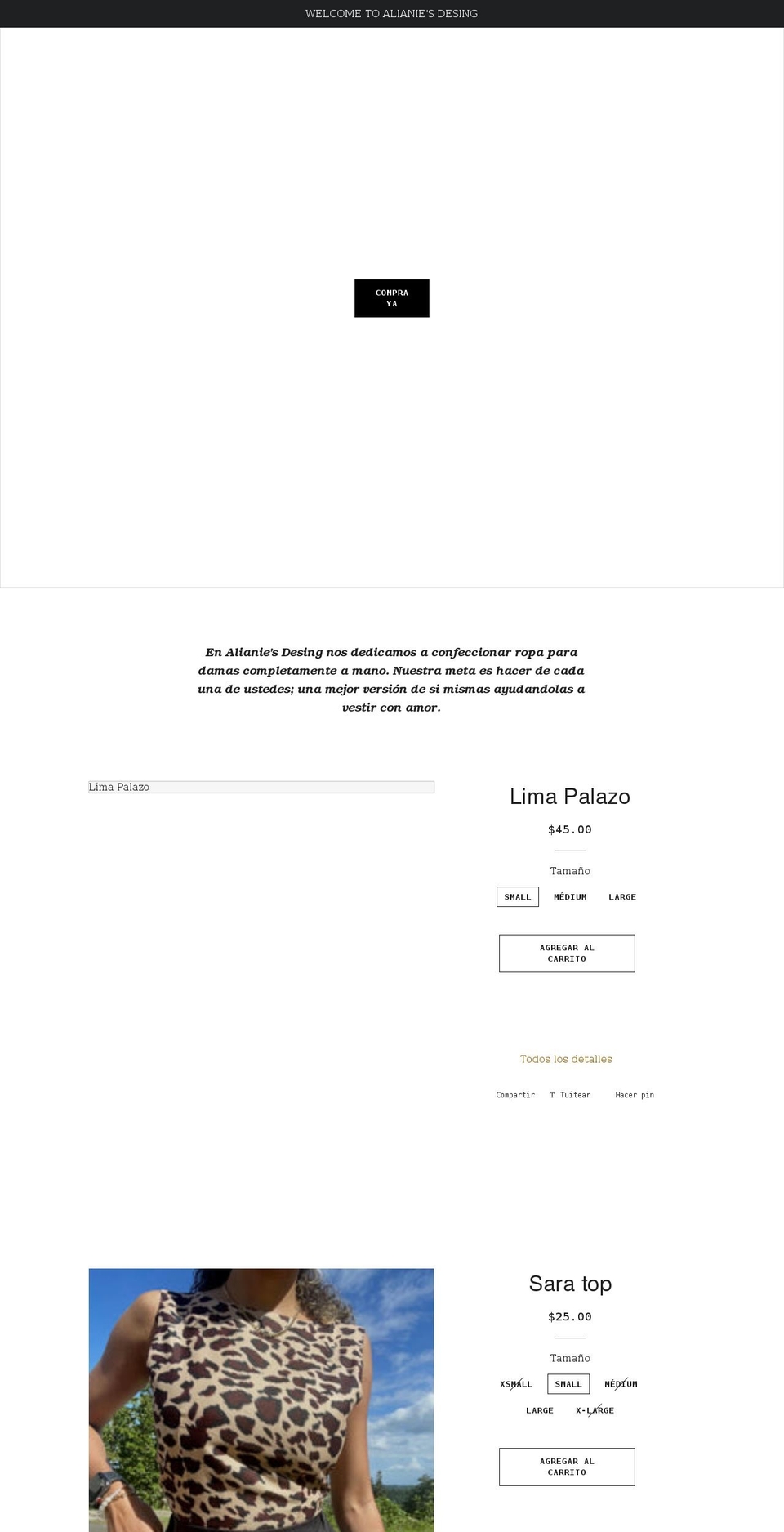 alianiedesing.com shopify website screenshot