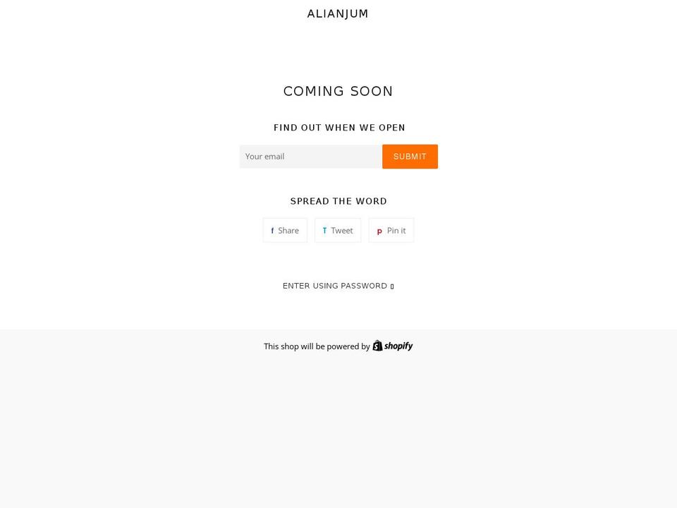 alianjum.com shopify website screenshot