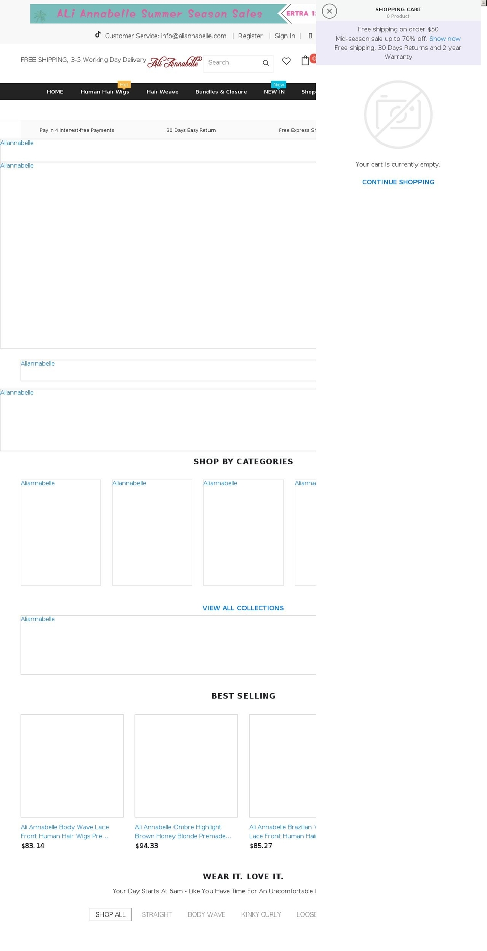 aliannabelle.com shopify website screenshot