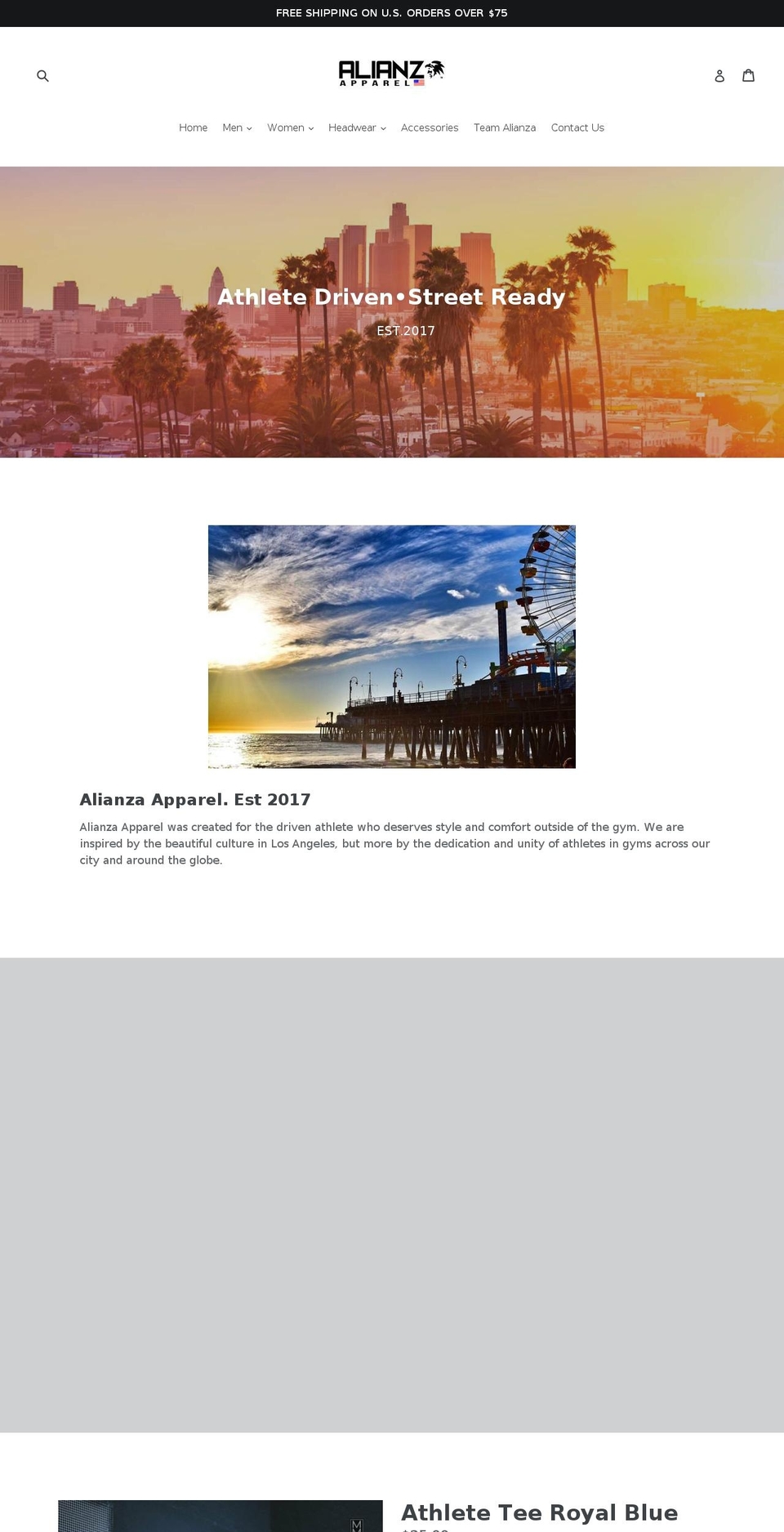 alianzaapparel.com — Shopify storefront screenshot