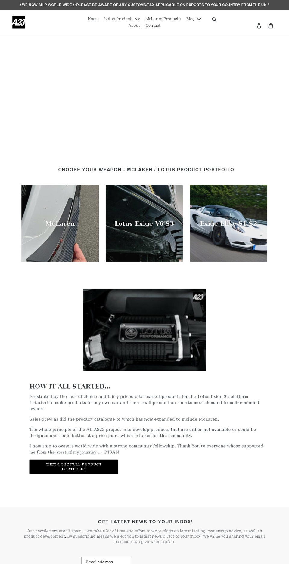 alias23.com shopify website screenshot