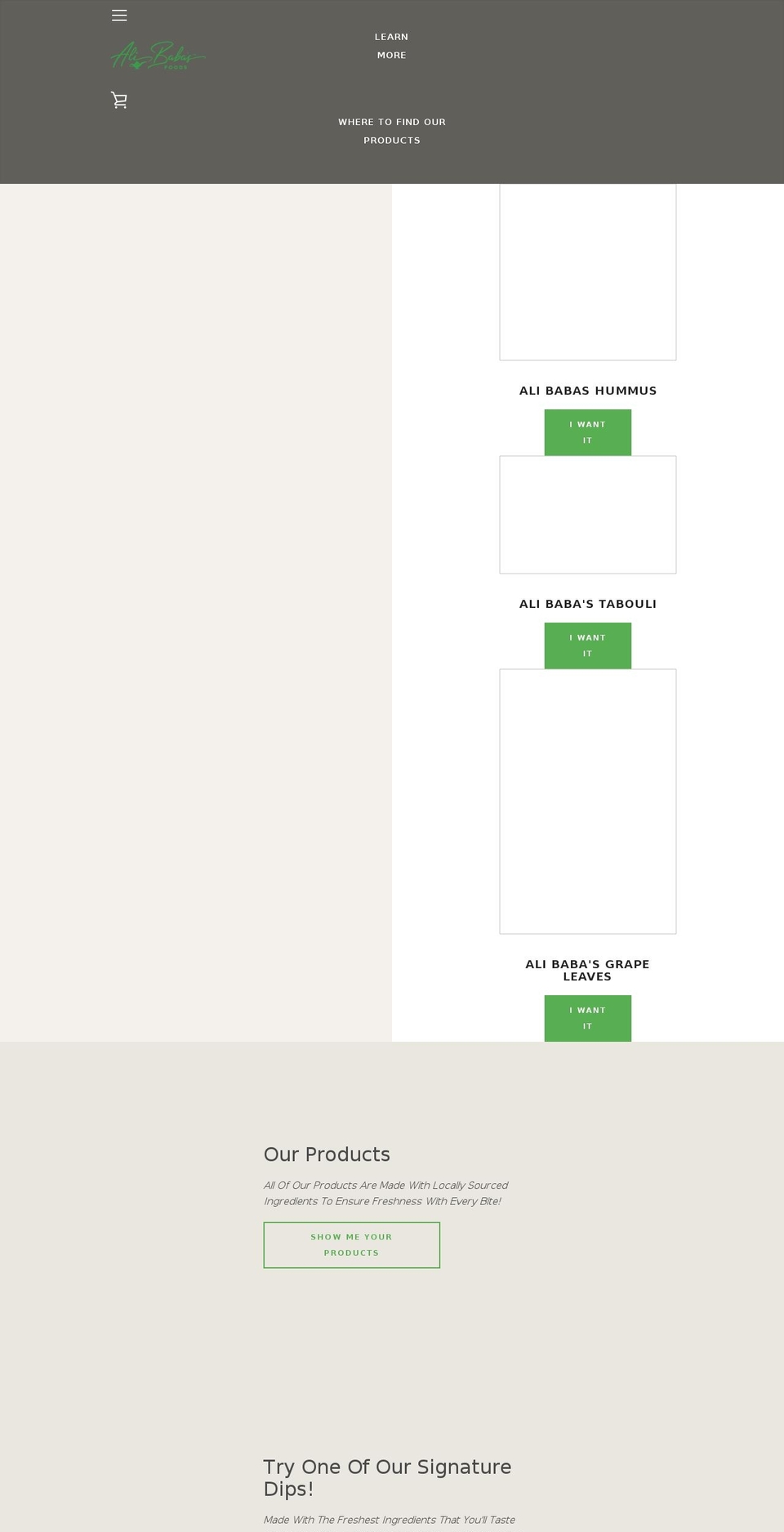alibabasfoodsus.com shopify website screenshot