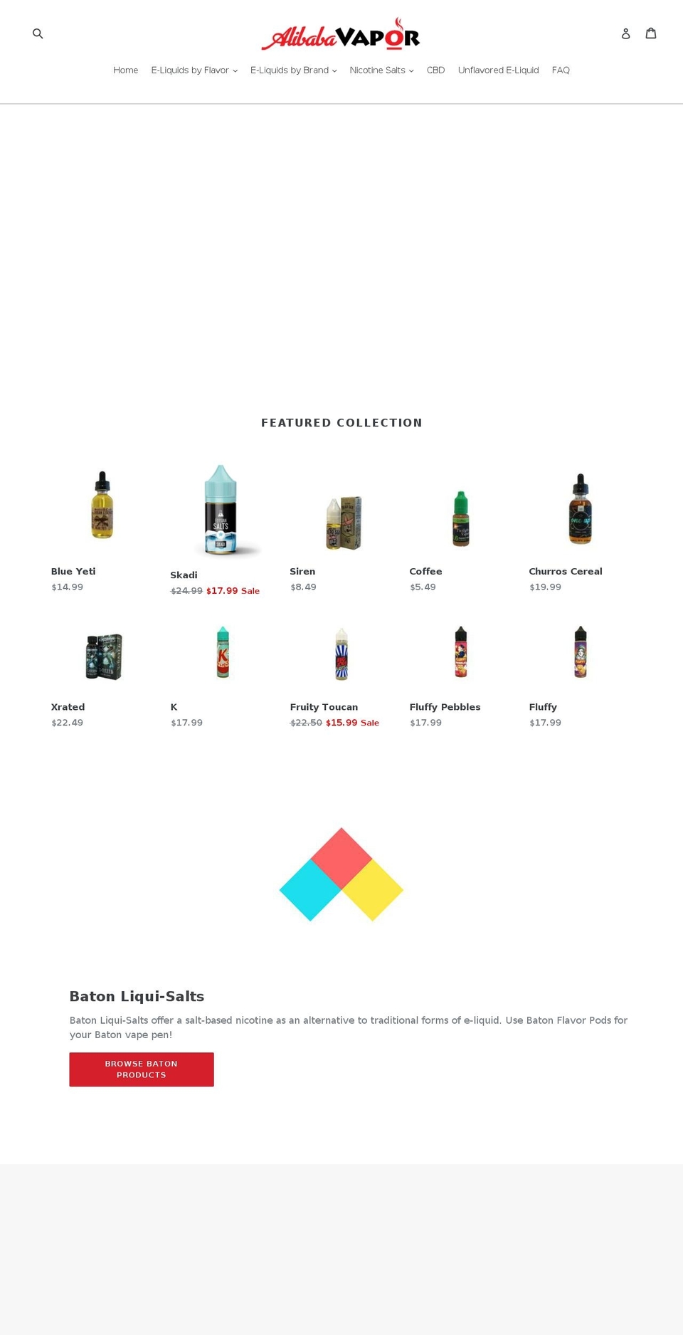 alibabavapors.com — Shopify storefront screenshot