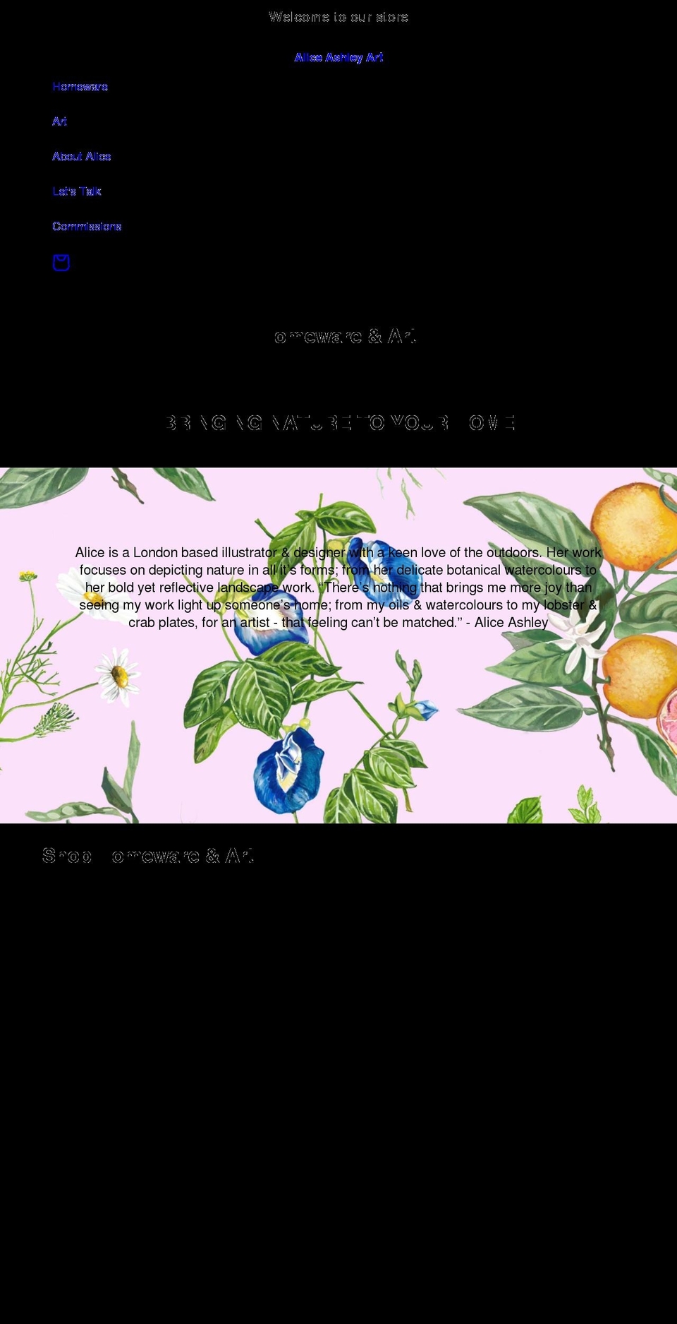 alice-ashley-art.shop shopify website screenshot