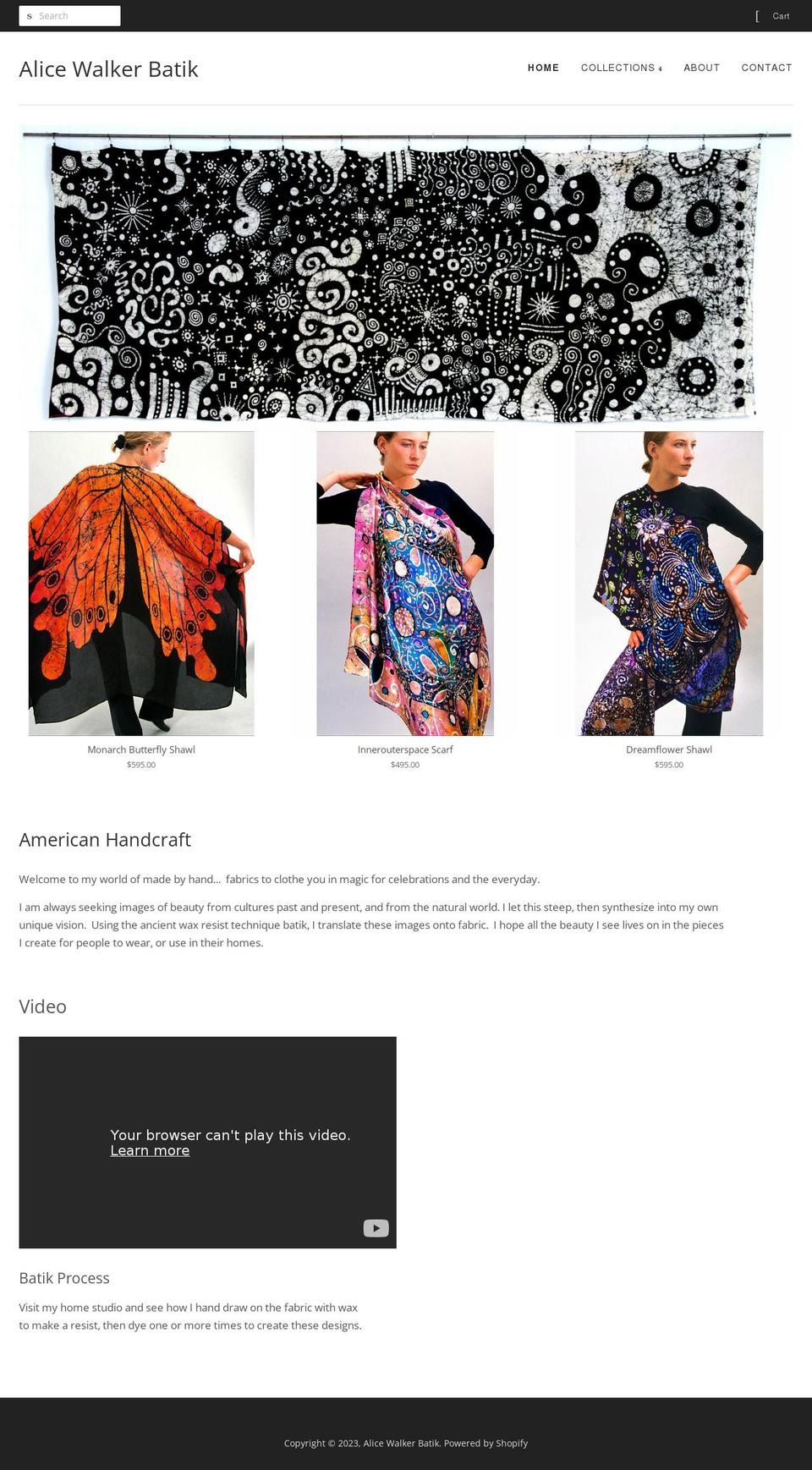 alice-walker-batik.myshopify.com shopify website screenshot
