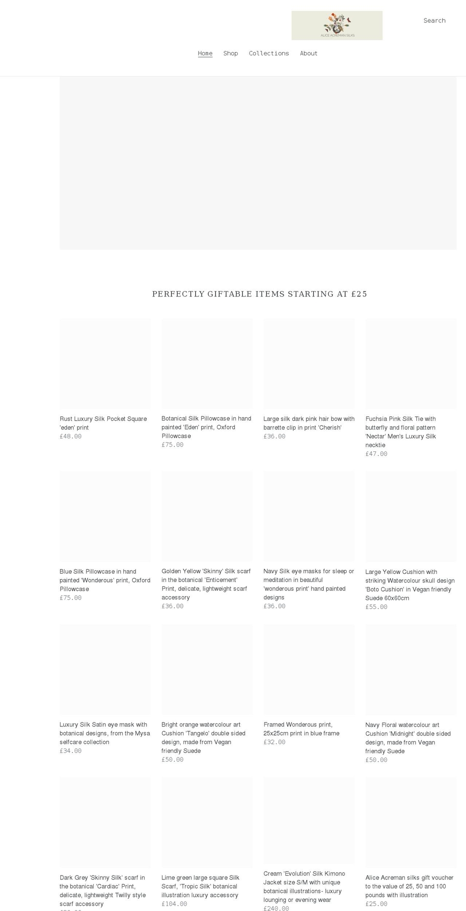 aliceacremansilks.com shopify website screenshot