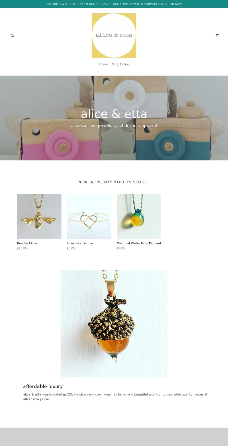 aliceandetta.com — Shopify storefront screenshot