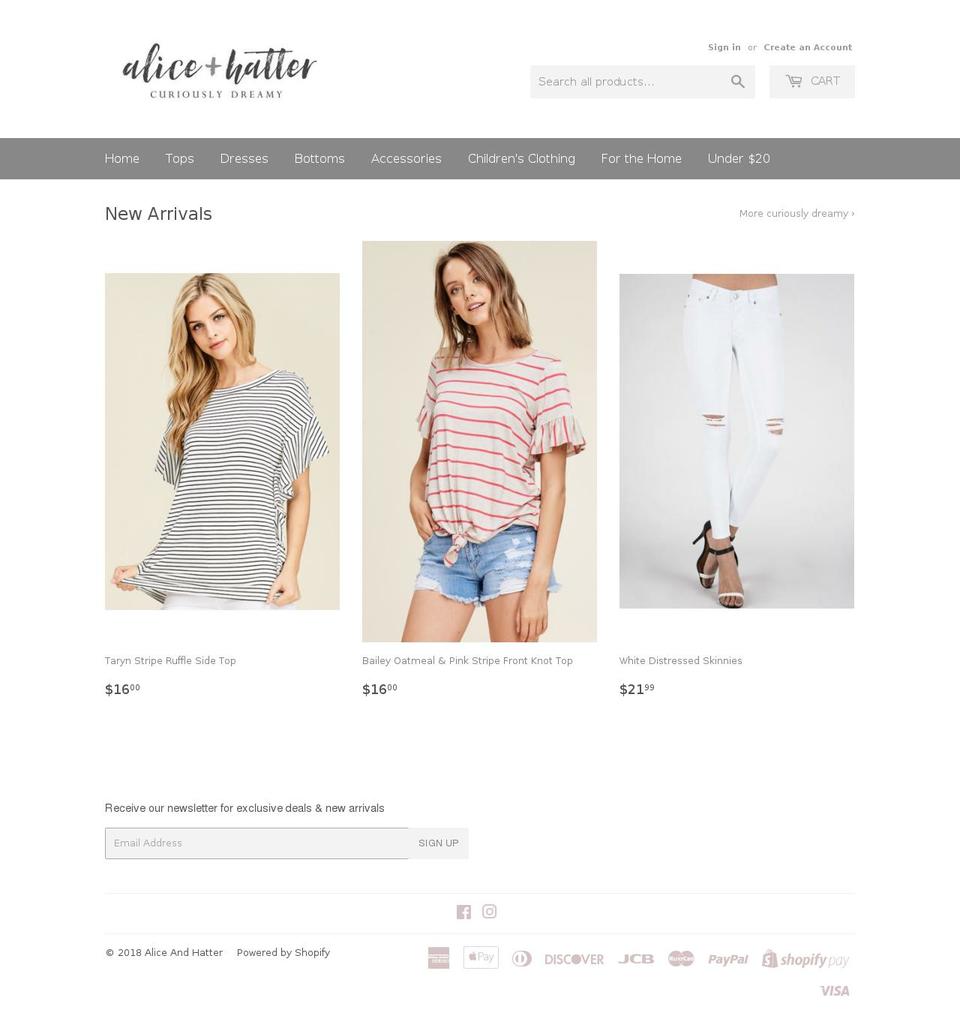 aliceandhattershop.com — Shopify storefront screenshot