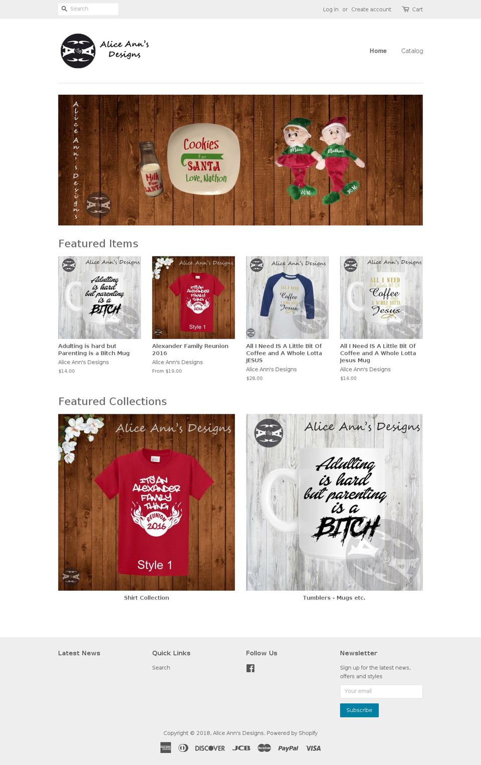 aliceannsdesigns.com shopify website screenshot