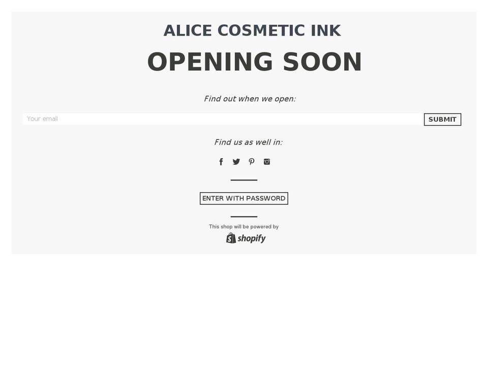 alicecosmeticink.com — Shopify storefront screenshot