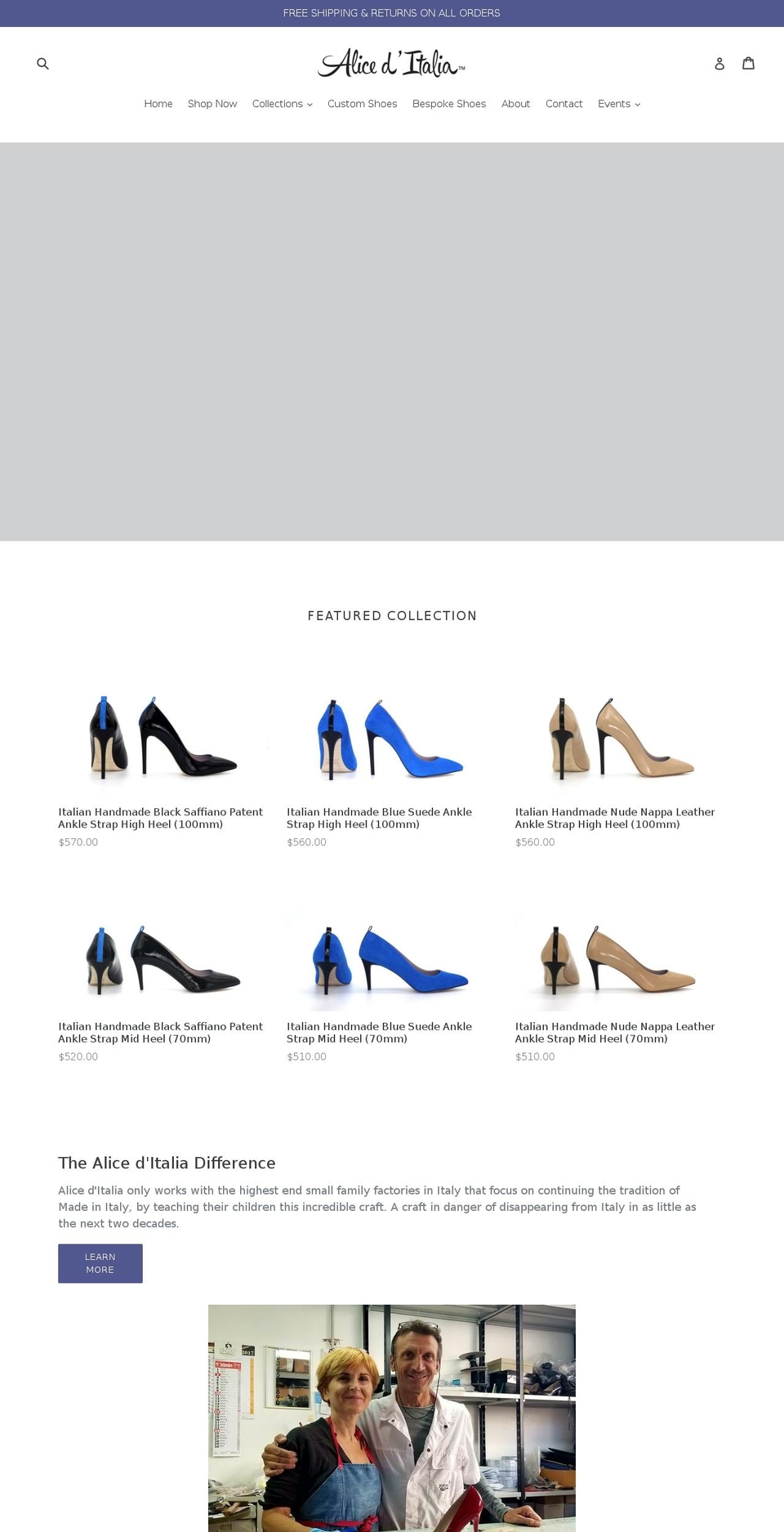 aliceditalia.com — Shopify storefront screenshot