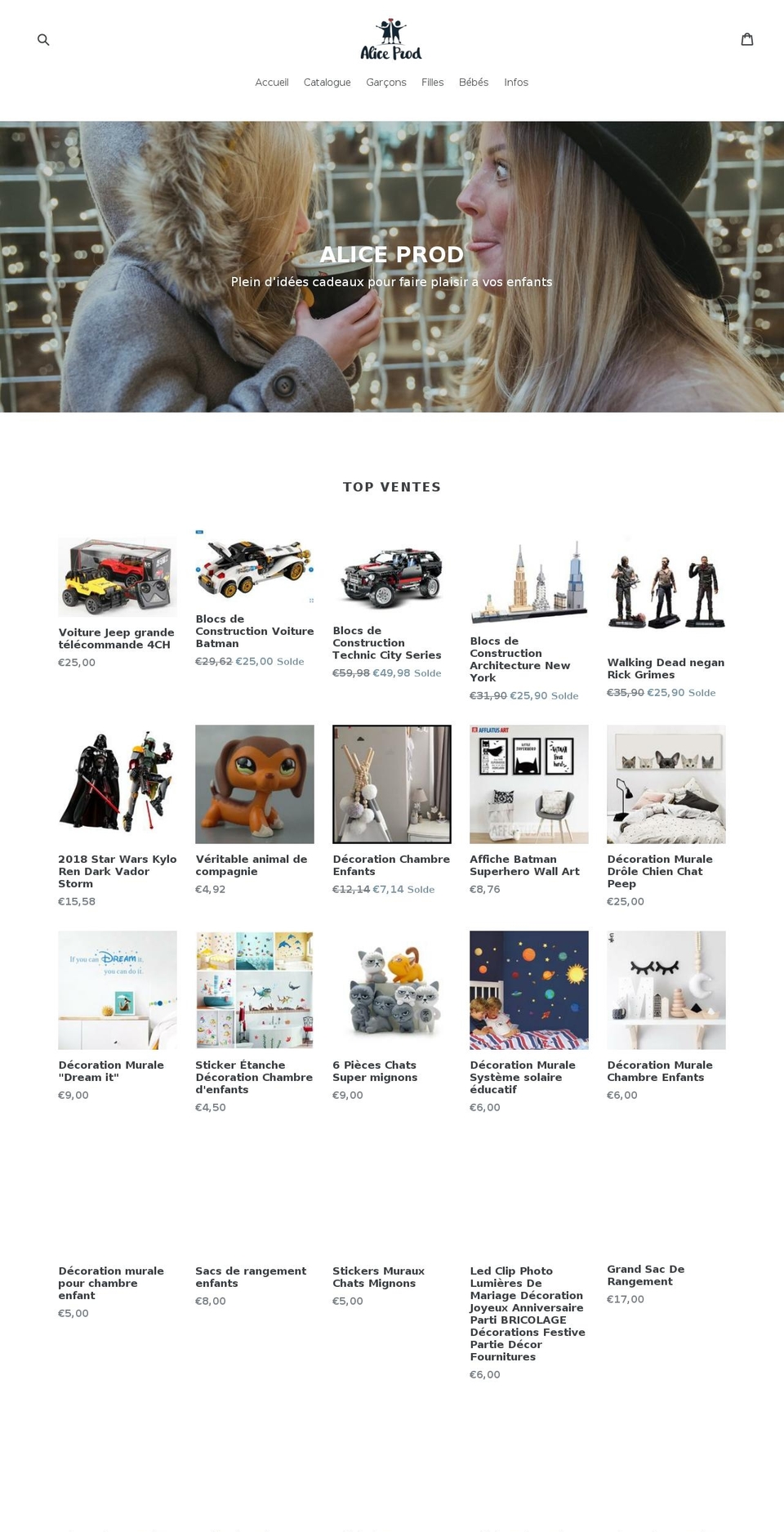 aliceprod.com — Shopify storefront screenshot