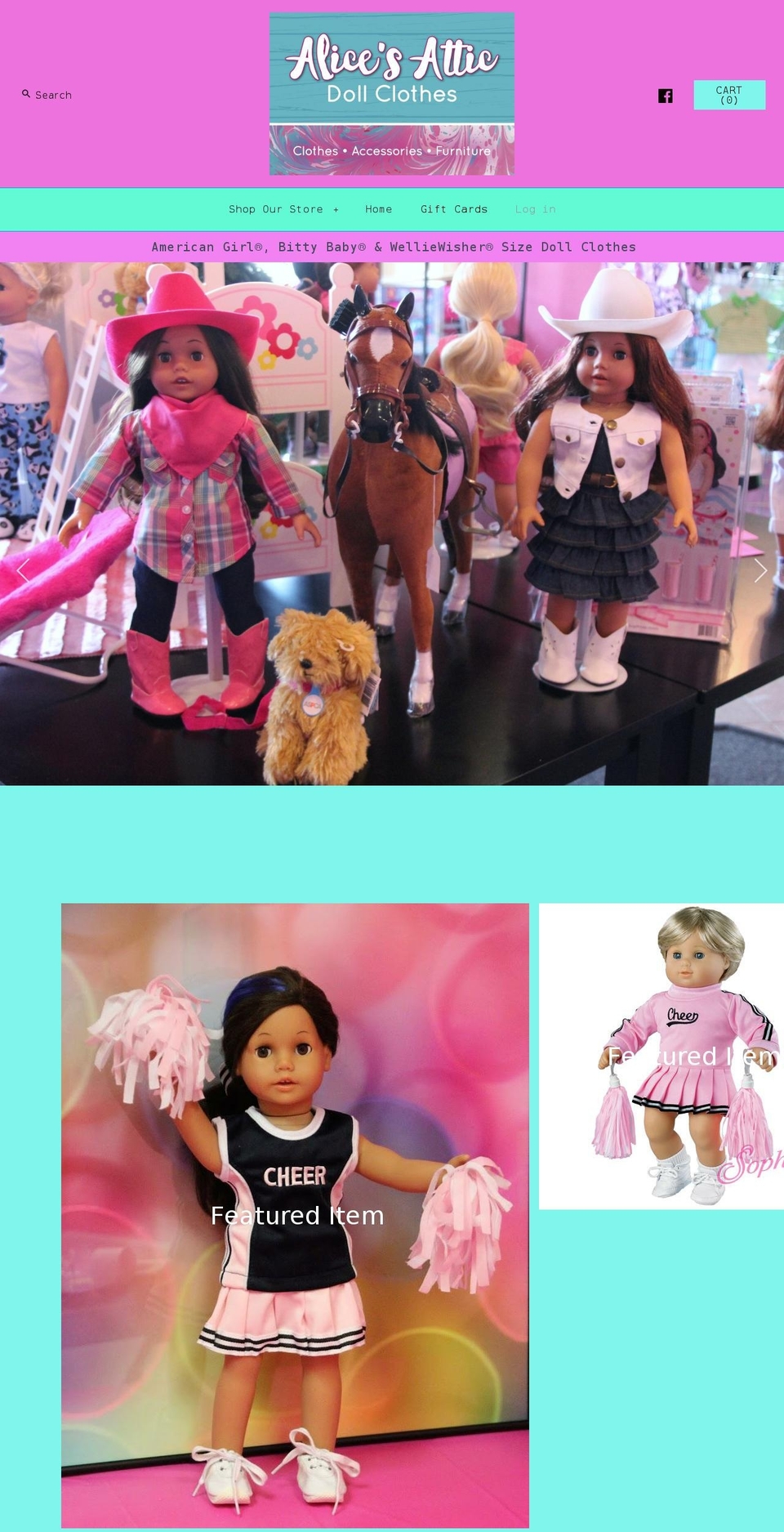 alicesatticdollclothes.com shopify website screenshot