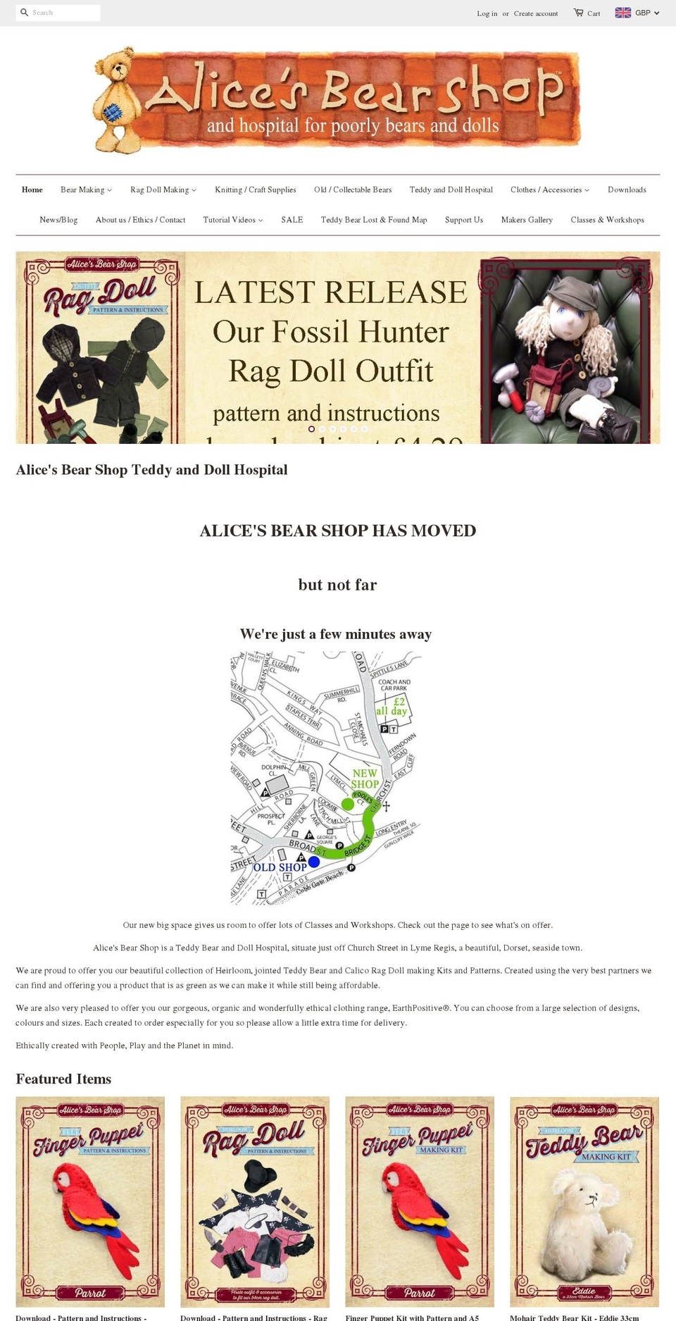 alicesbearshop.co.uk shopify website screenshot