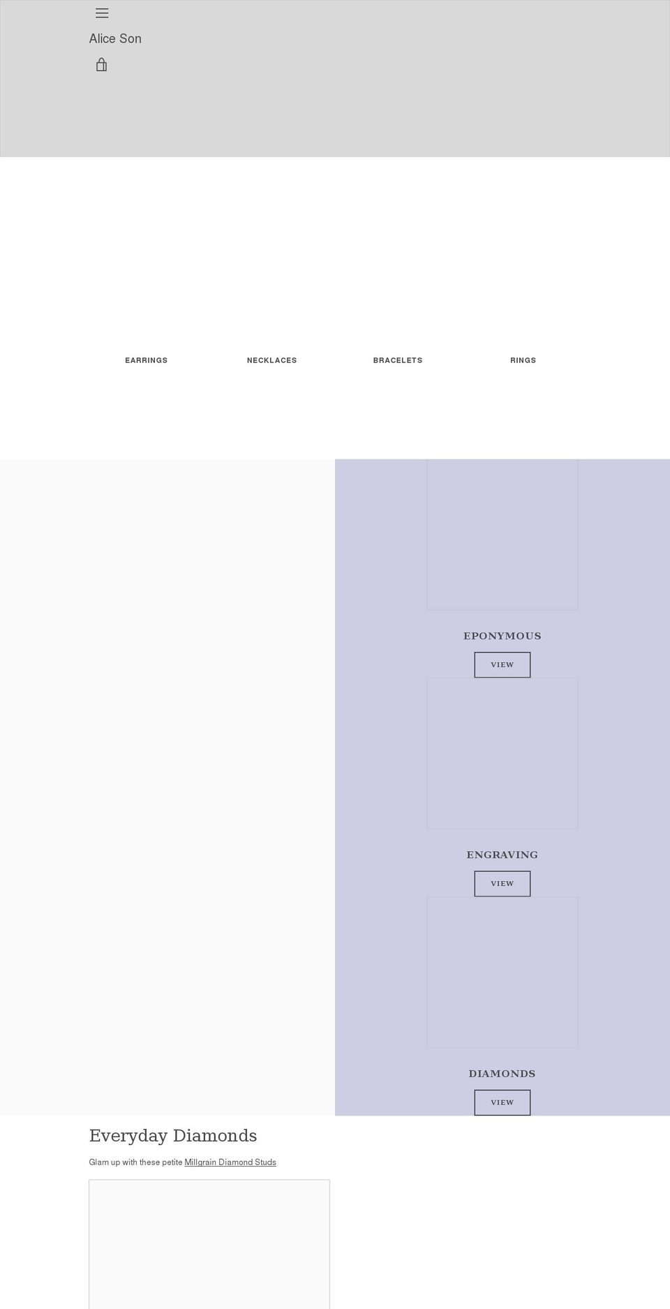 alicesondesign.com shopify website screenshot