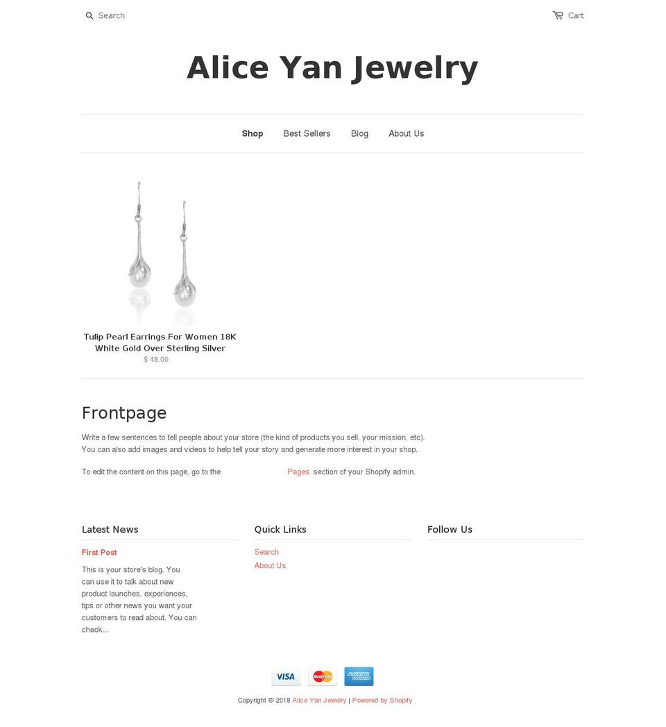 aliceyanjewelry.com — Shopify storefront screenshot