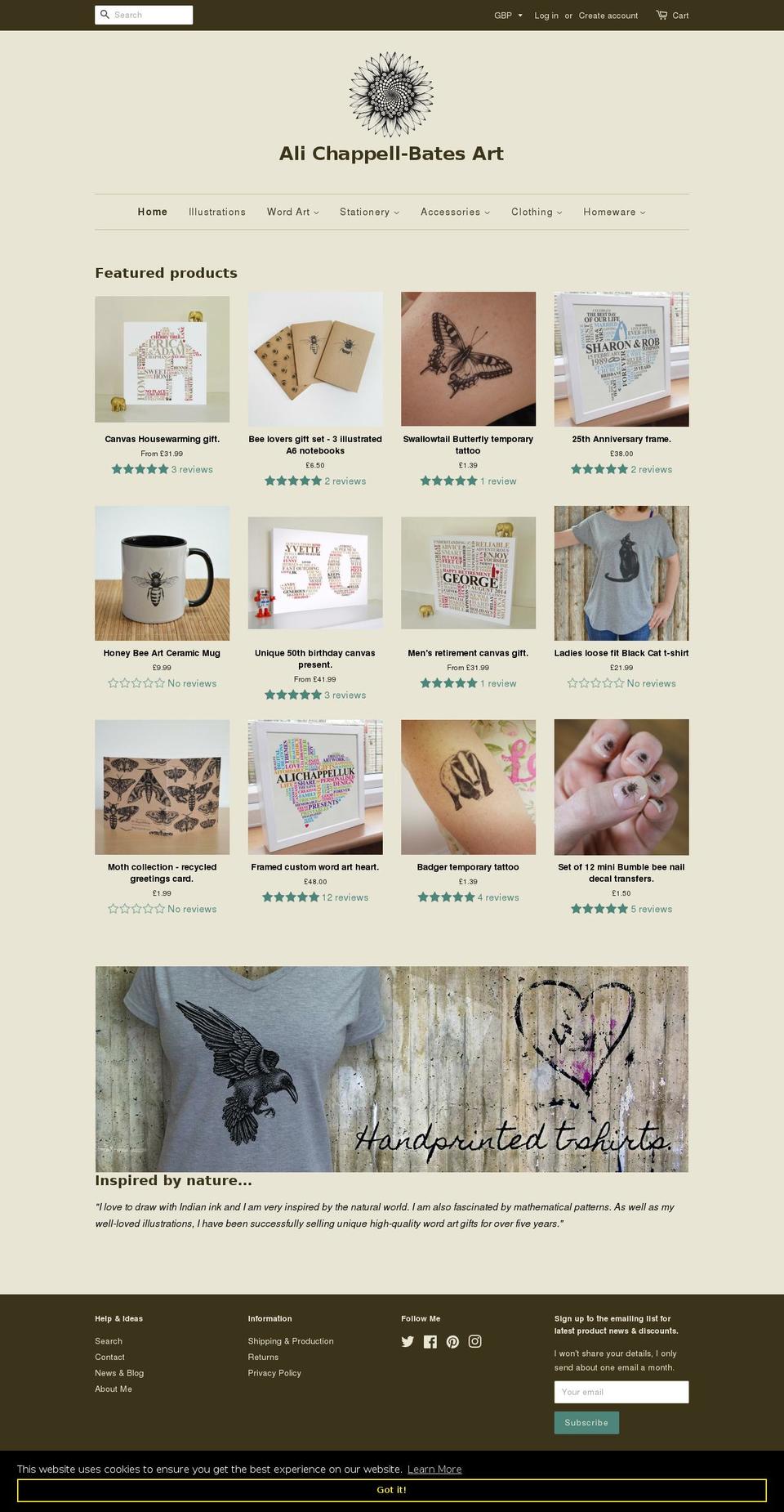 alichappellbatesart.com shopify website screenshot