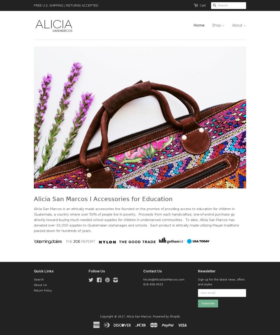aliciabag.com shopify website screenshot