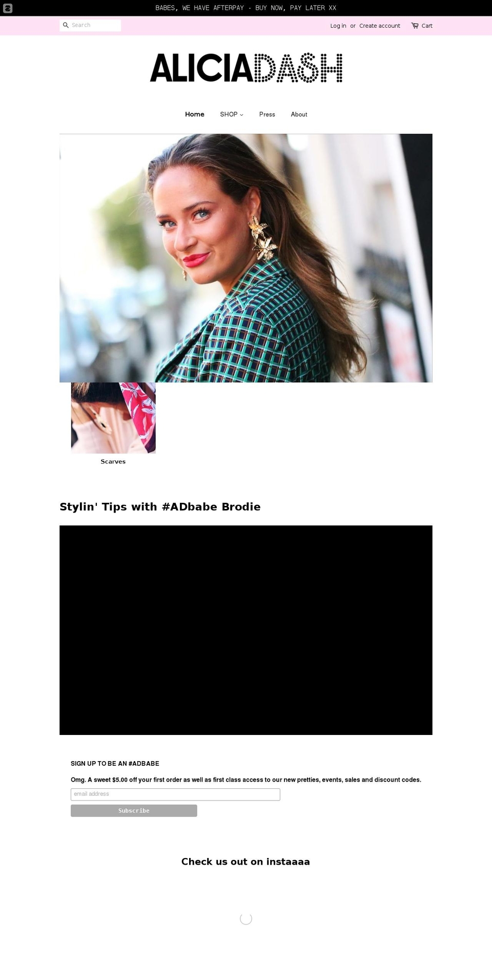 aliciadash.com — Shopify storefront screenshot