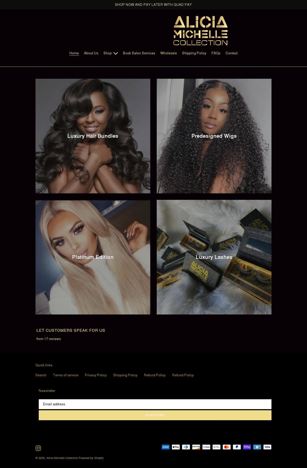 aliciamichellecollection.com shopify website screenshot