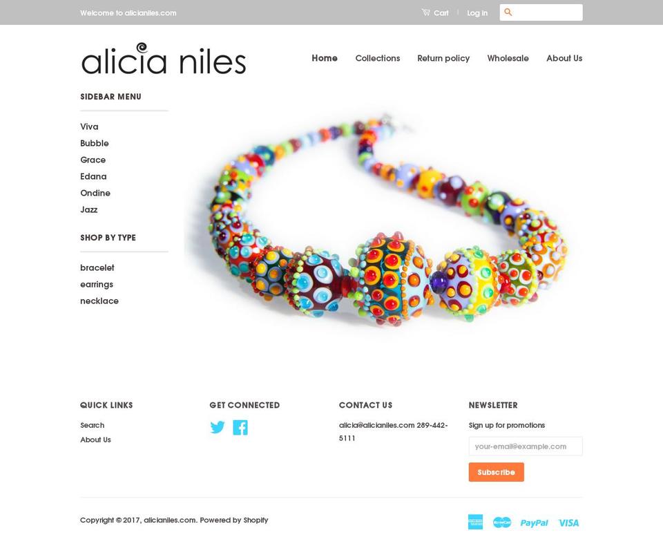 alicianiles.com shopify website screenshot