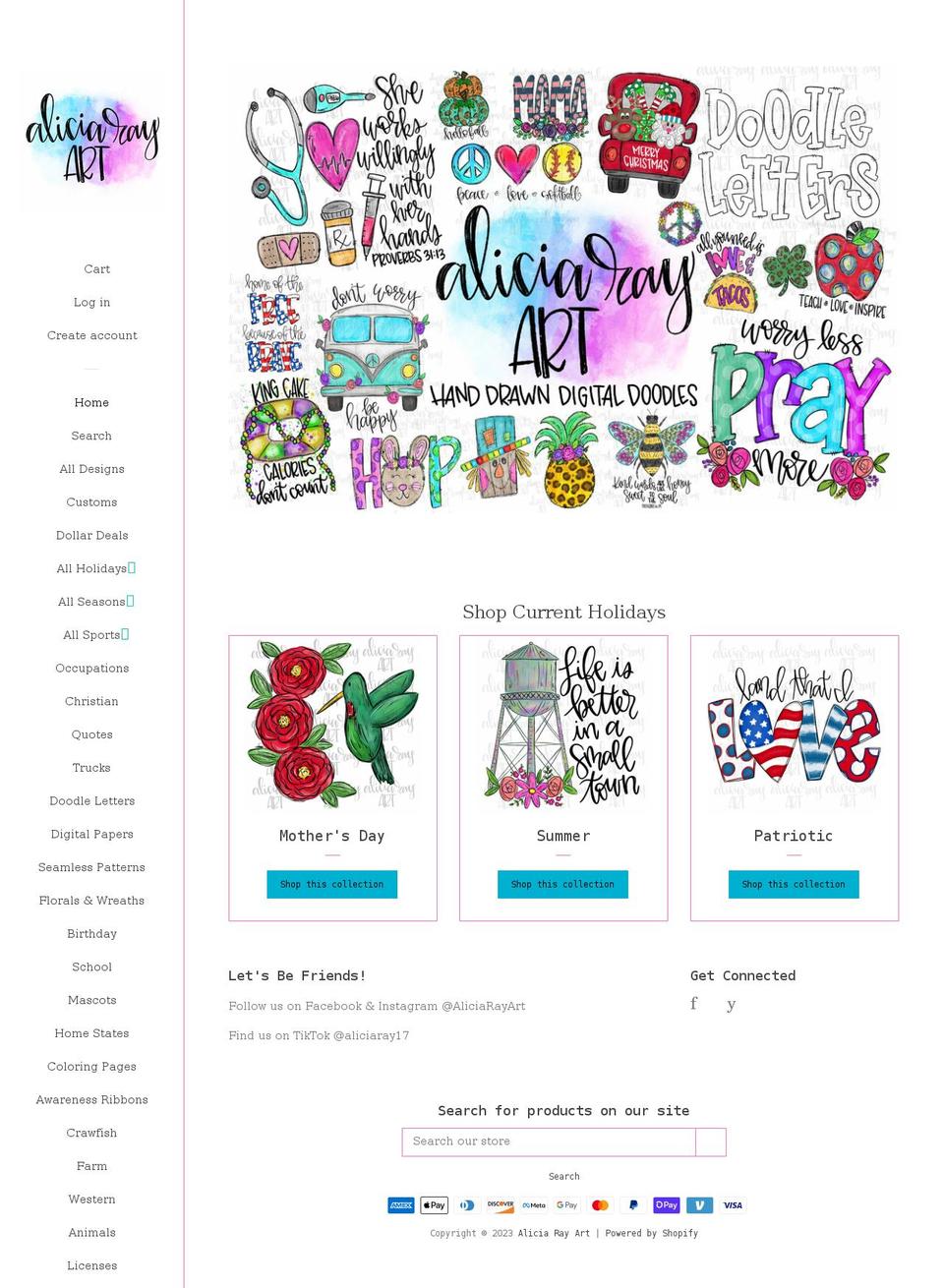 aliciarayart.com shopify website screenshot