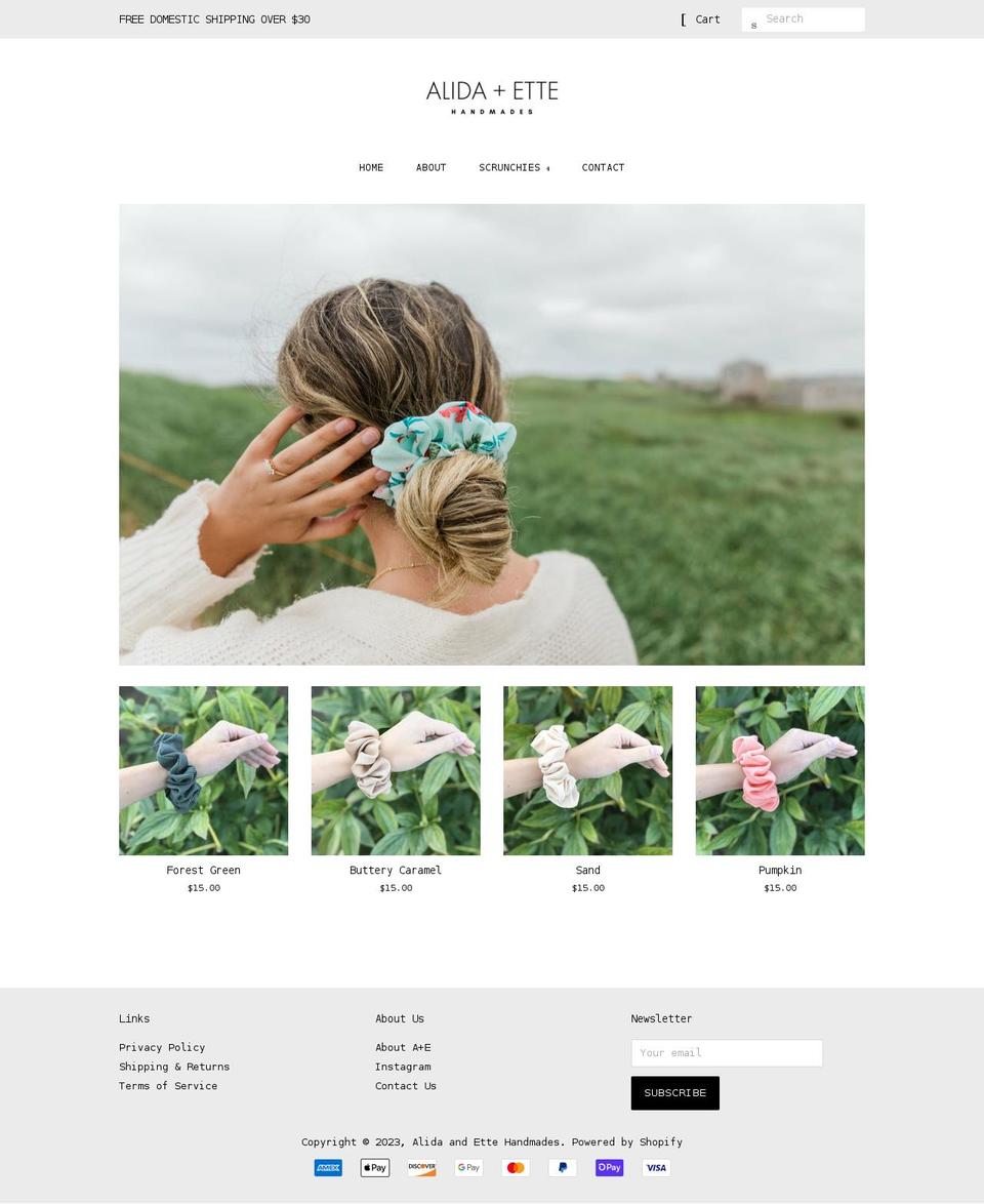 alidaandette.com shopify website screenshot
