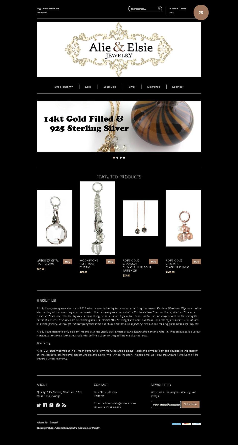 alieandelsie.com shopify website screenshot