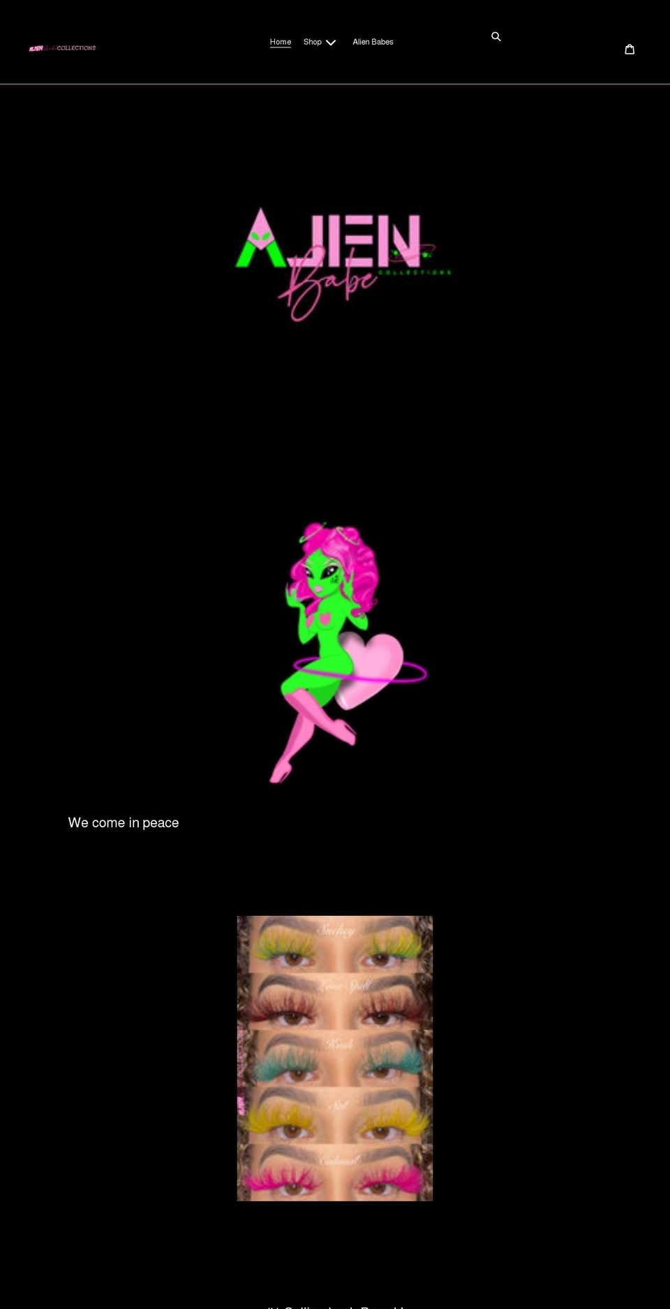 alienbabecollections.com shopify website screenshot