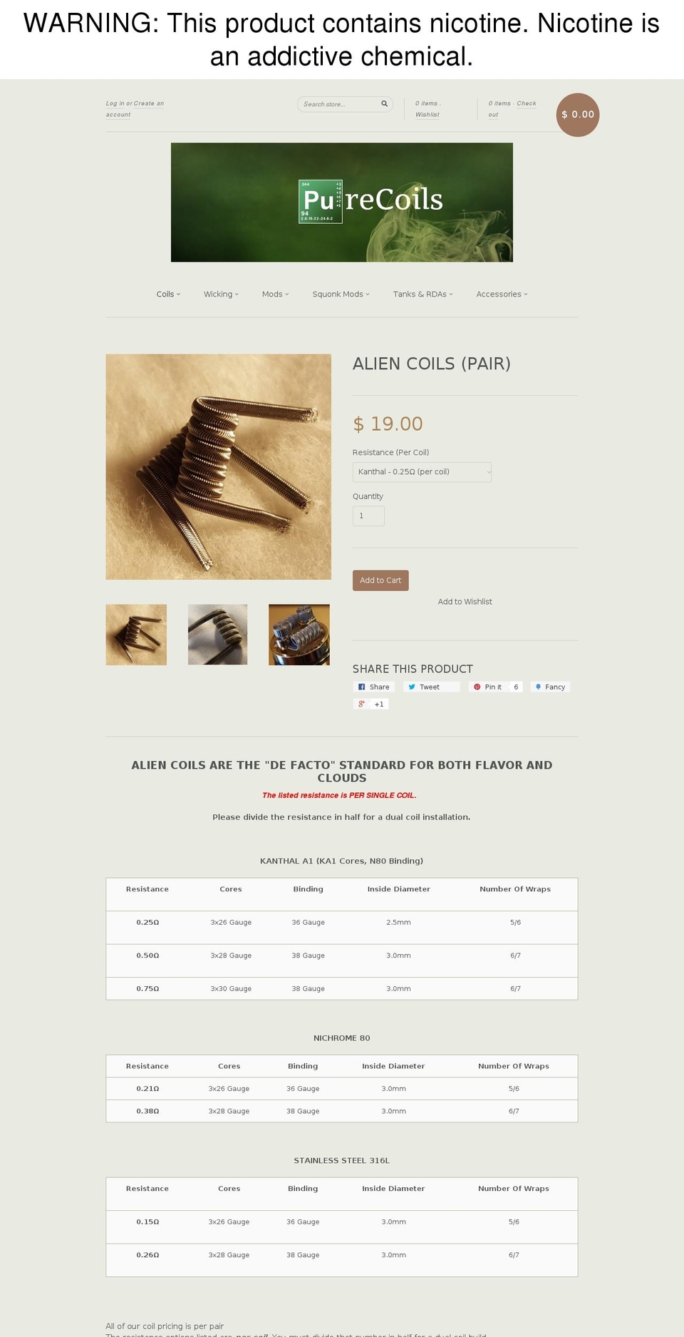 aliencoils.com — Shopify storefront screenshot