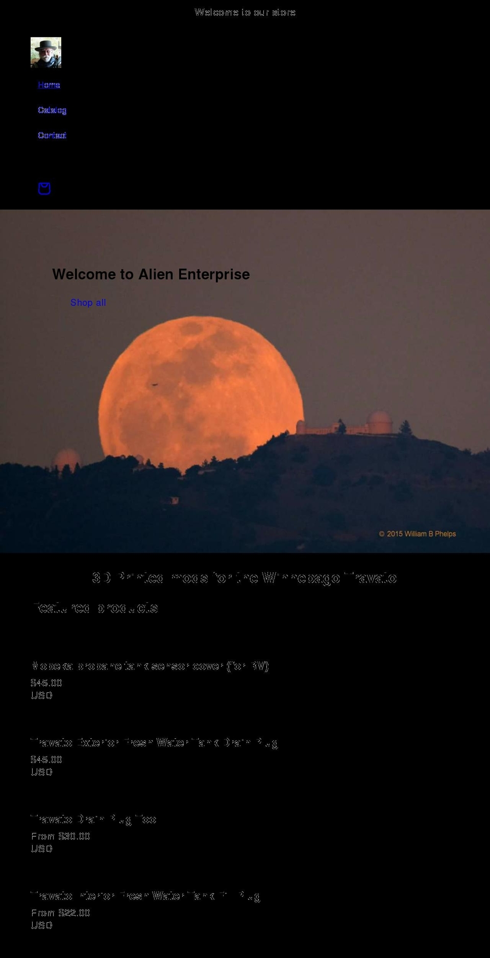 alienenterprise.net shopify website screenshot