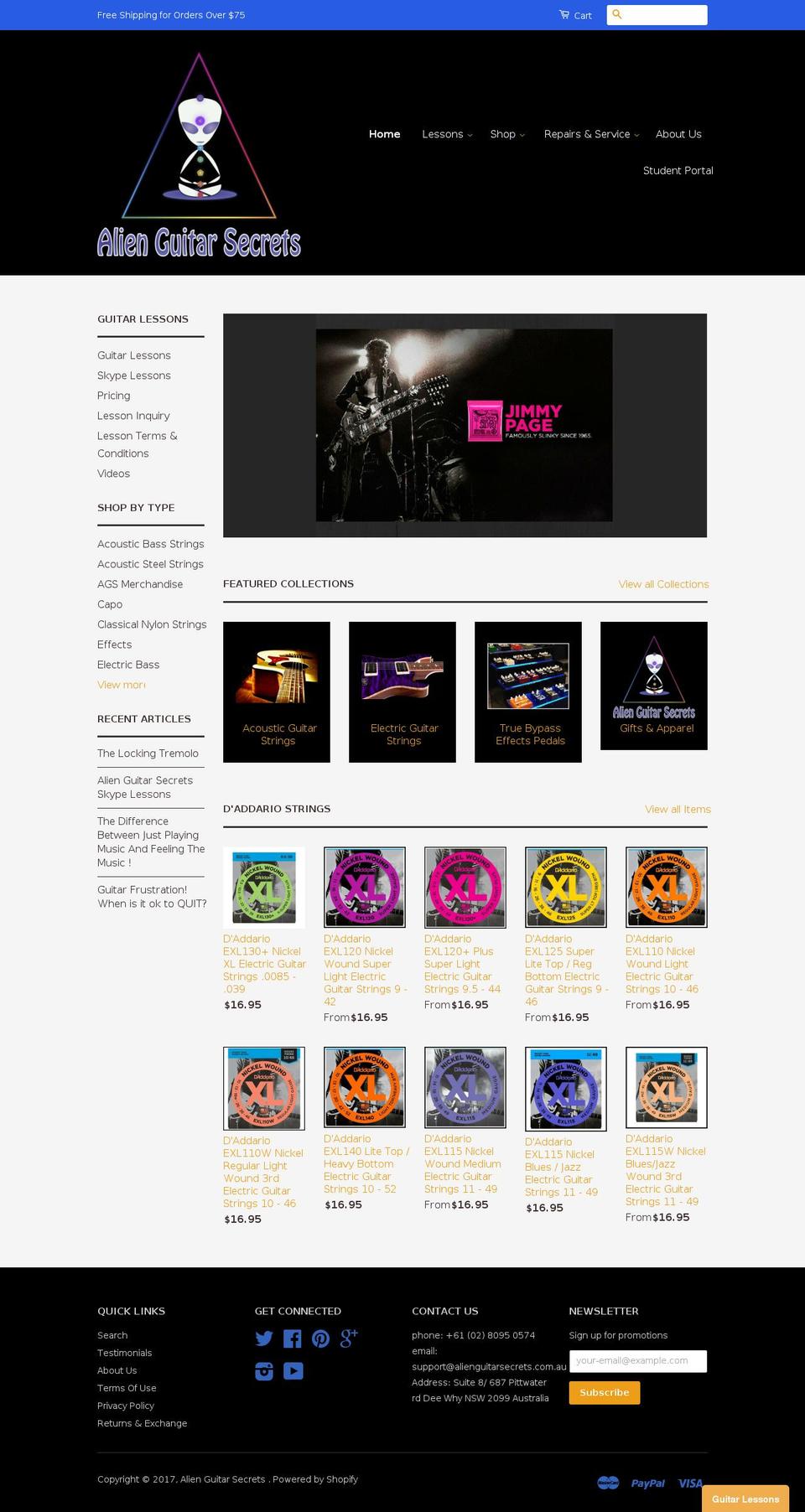 alienguitarsecrets.com.au shopify website screenshot