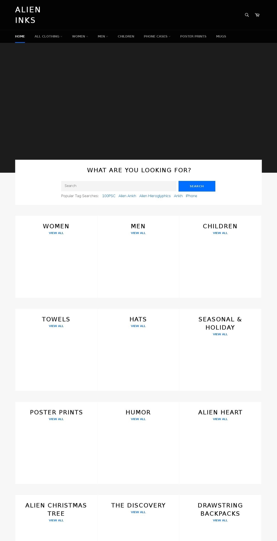 alienhieroglyphicsart.com shopify website screenshot