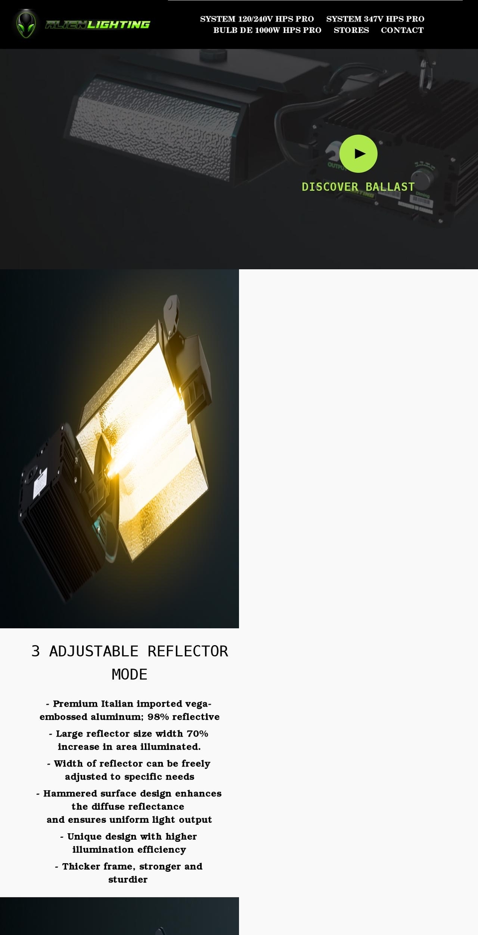 alienlighting.com shopify website screenshot