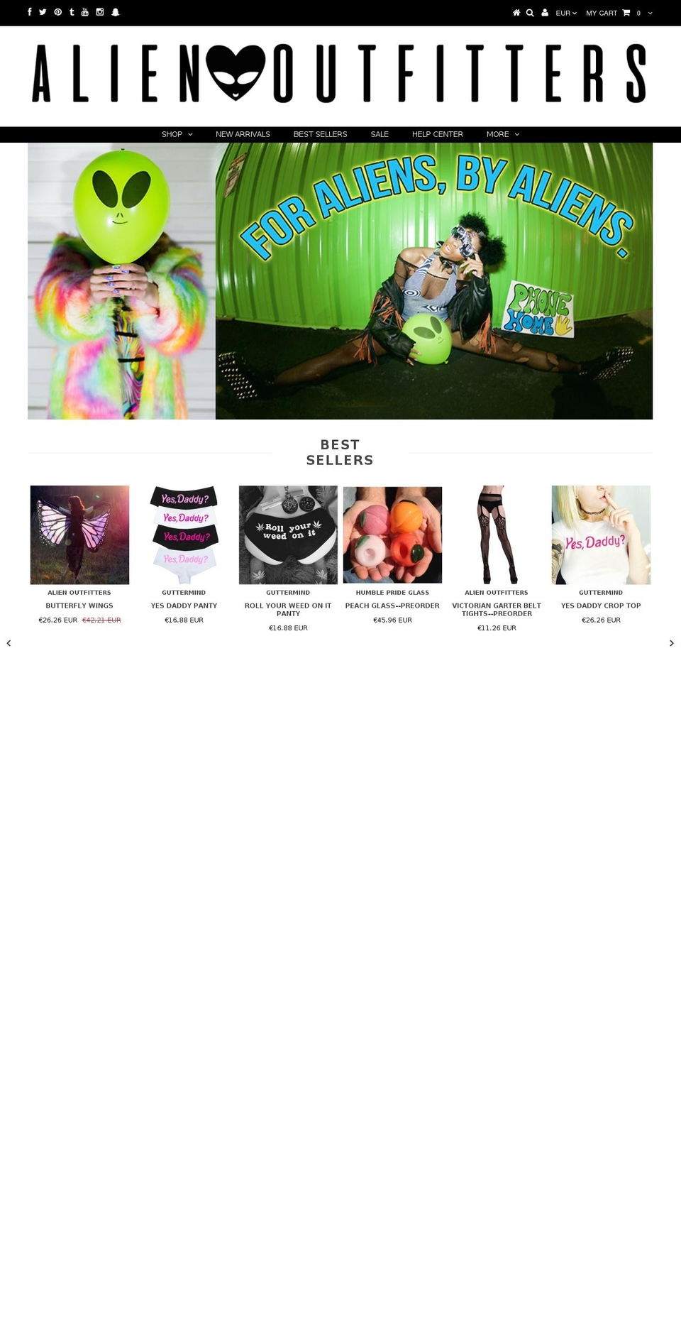 alienoutfitters.com shopify website screenshot