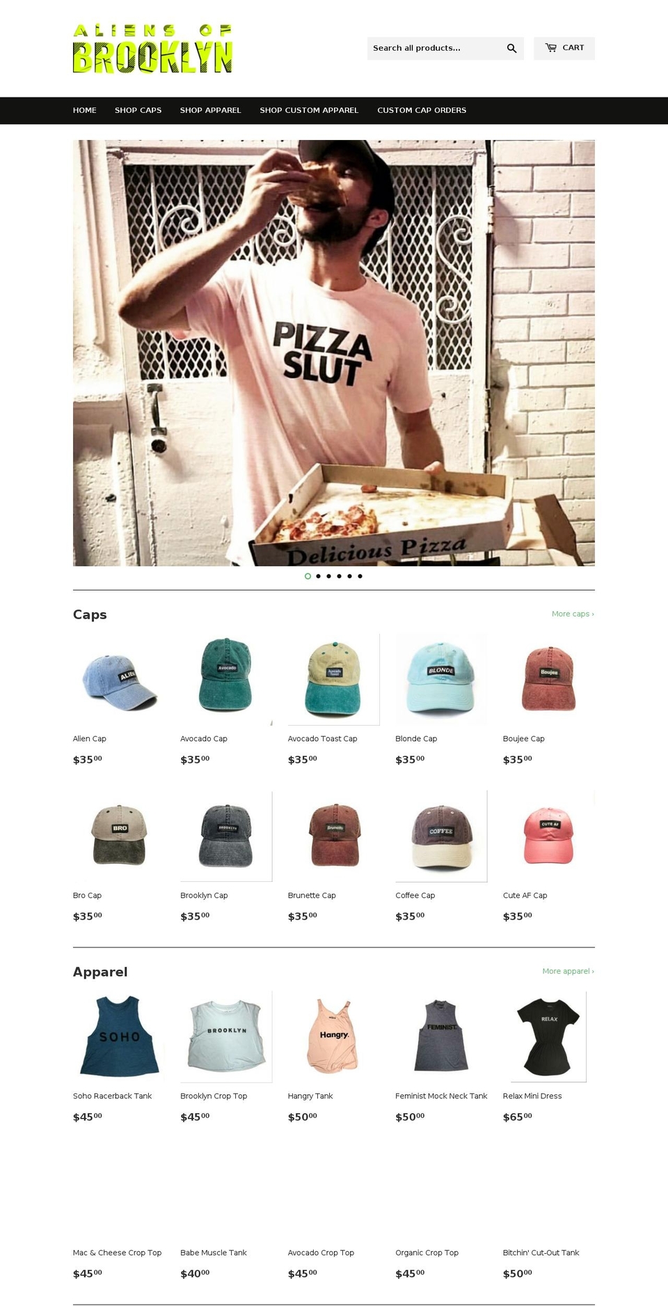 aliensofbrooklyn.com shopify website screenshot