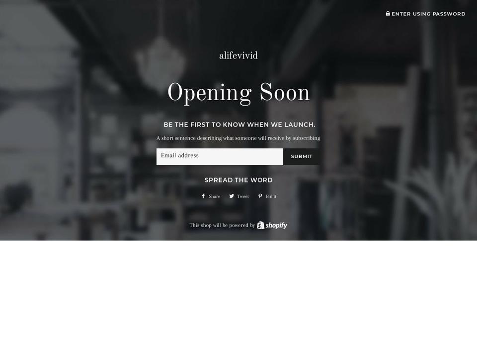 alifevivid.com — Shopify storefront screenshot