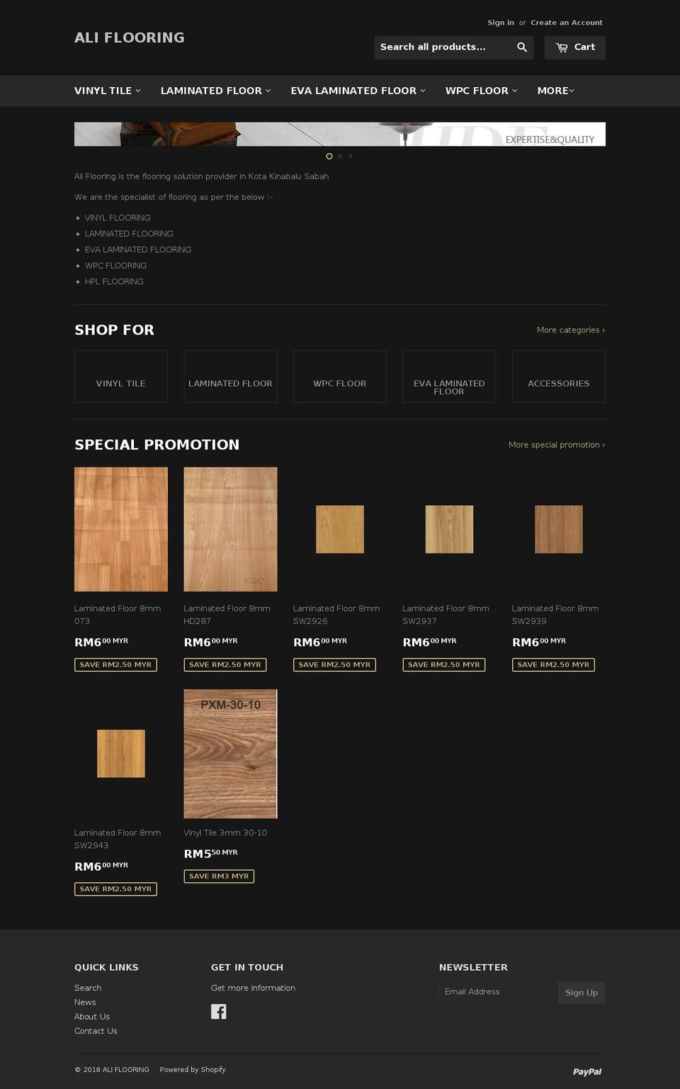 aliflooring.net shopify website screenshot