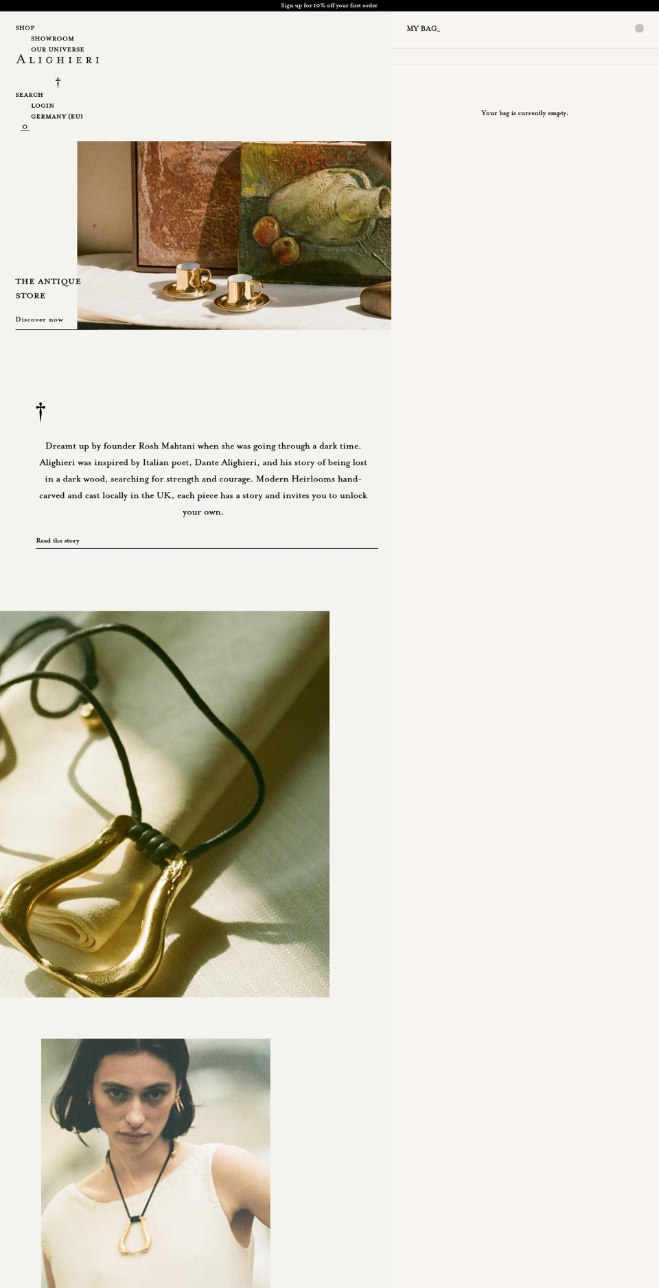 alighieri.com shopify website screenshot