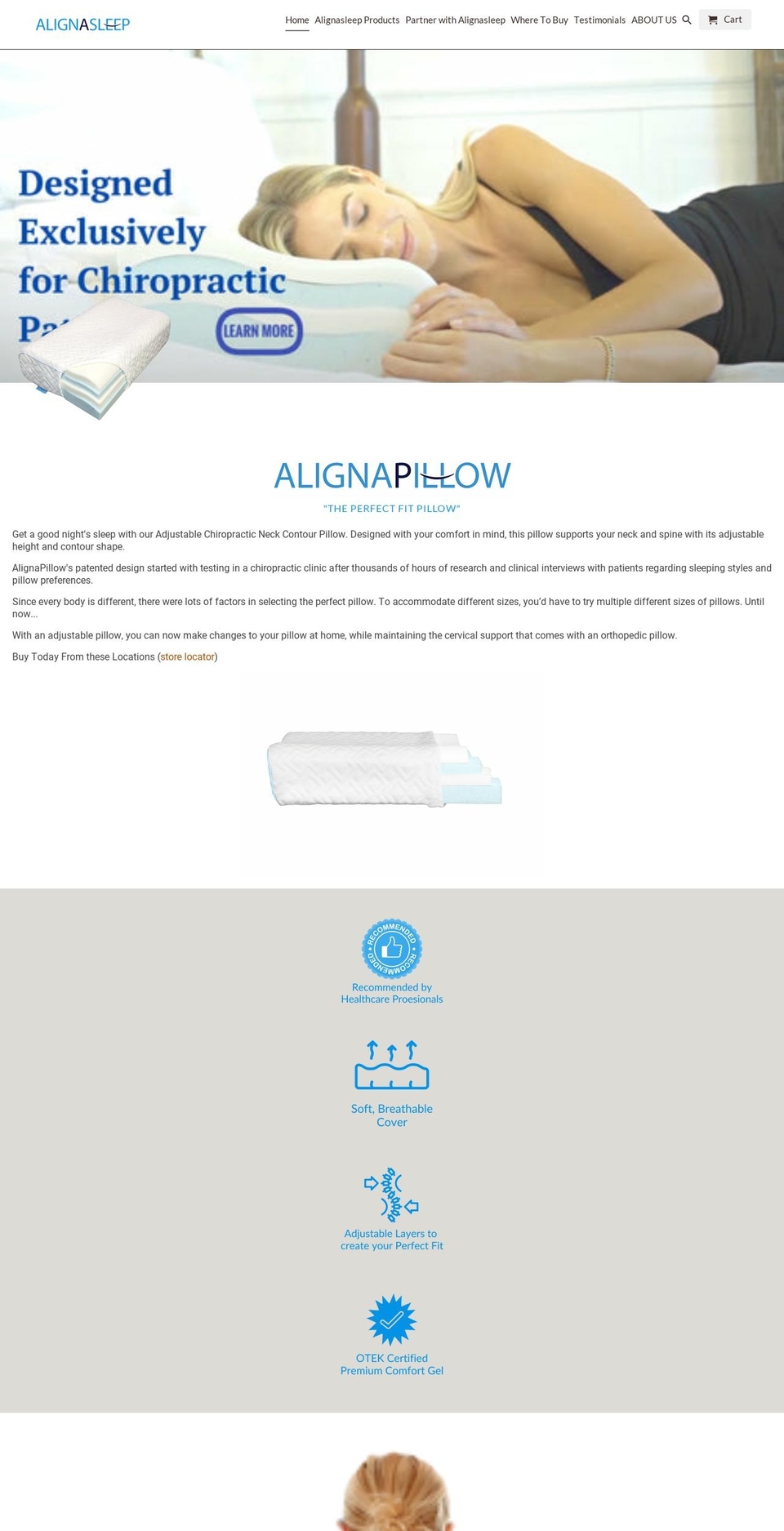 alignasleep.com shopify website screenshot